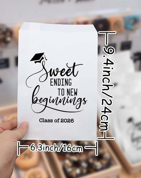 Tyndallrays 2026 9x6 (50) Class of Sweet Ending to New Beginnings in Big Size Graduation Party Favors Graduation Grad