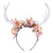 MOSTORY Handmade Pink White Antler Headband - Boho Fairy Deer Horns Hair Accessory for Renaissance Halloween Cosplay