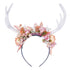 MOSTORY Handmade Pink White Antler Headband - Boho Fairy Deer Horns Hair Accessory for Renaissance Halloween Cosplay