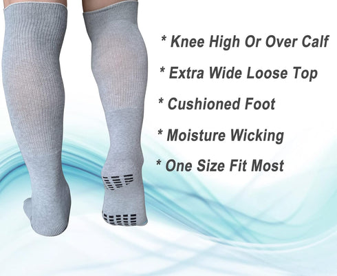 LORVVDE 2 Pairs Walking Boot Socks for Orthopedic Walker Brace, Replacement Sock Liner Knee High Tube Sox Under Air Cam
