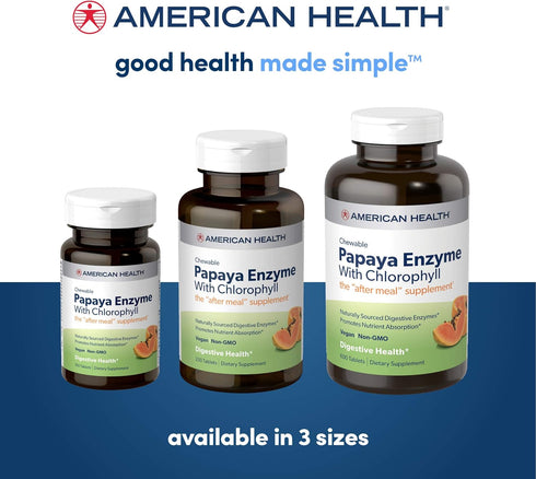 American Health Papaya Enzyme with Chlorophyll, 600 Count Chewable Tablets