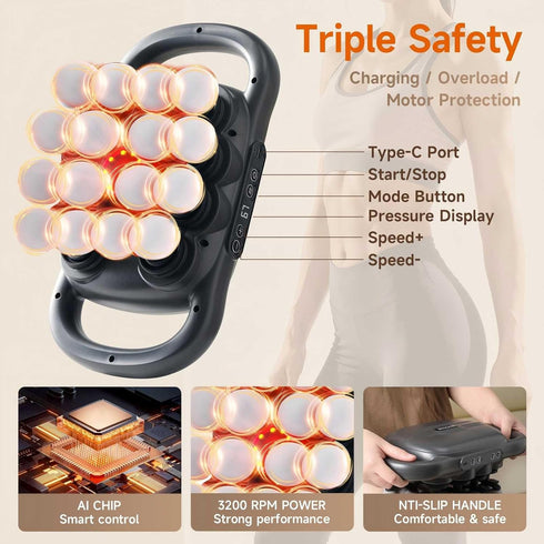 LOVMASSG 16-Head Set, 9 Massage Gun Deep Tissue Percussion Massager, Electric Muscle Massager with Adjustable Speeds