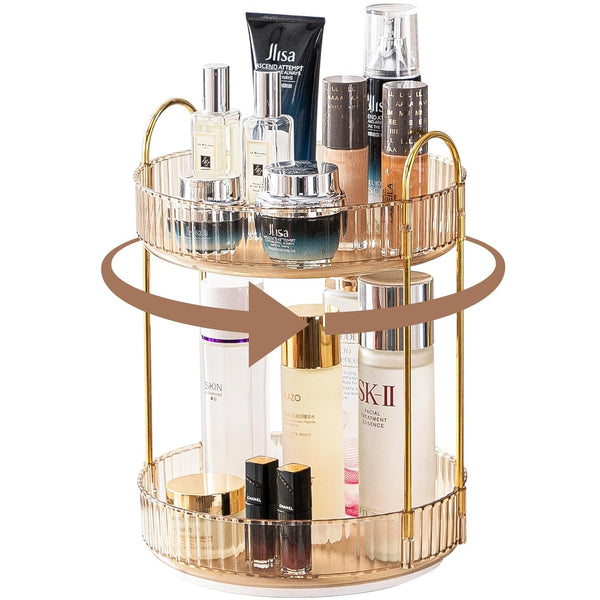 Makeup Organizer for Vanity, 360° Rotating Bathroom Organizer, High-Capacity Skincare Organizer for Dresser Countertop