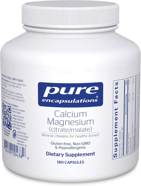Pure Encapsulations Calcium Magnesium (Citrate/Malate) Supplement for Bone and Cardiovascular Health* - 180 Capsules