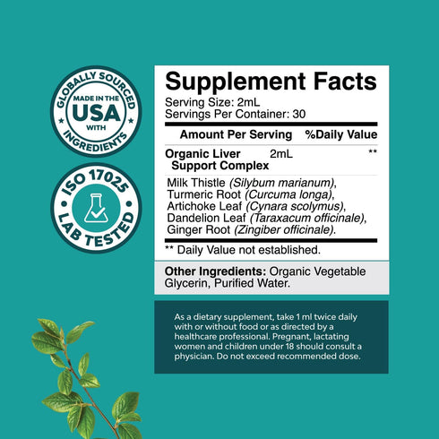 Liver Support Milk Thistle Tincture - Liquid Herbal Supplement with Artichoke Extract for Liver Cleanse Detox & Repair - Liver Detox Cleanse Drops with Dandelion Turmeric and Ginger