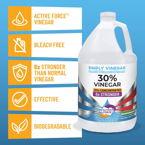 Simply Vinegar 30% 128 oz Vinegar Pure Concentrated Active-Force Vinegar for Cleaning, Home, and Garden