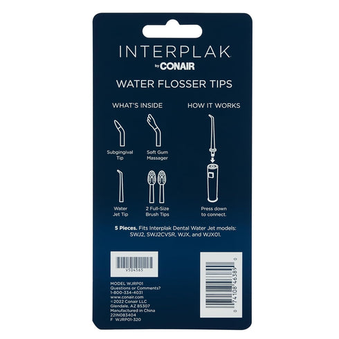 Interplak by Conair Water Flosser Replacement Heads, Two Pack for Oral Irrigator