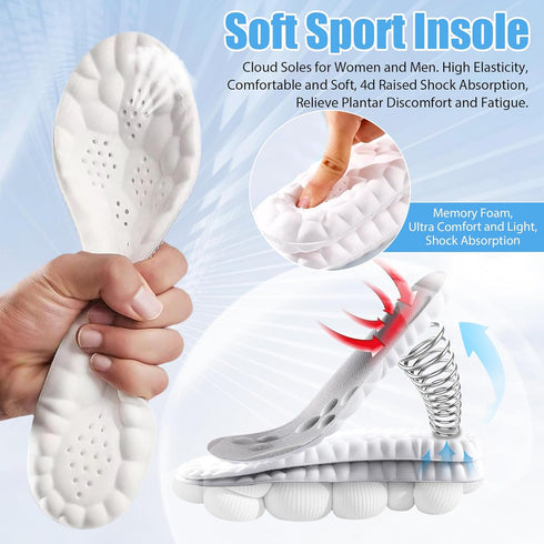 Cloudsole Insoles, Orthopedic Insoles for Women & Men, Plantar Fasciitis Insoles, Anti Fatigue, Foot Pain Relief (Gray,