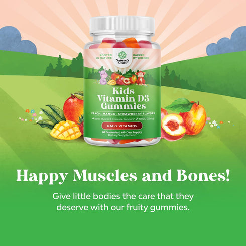 Chewable Vitamin D Gummies for Kids - 1000 IU Per Serving, Delicious Gummy Vitamins for Immune Support, Gelatin Free