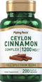 Piping Rock Ceylon Cinnamon Complex Capsules 1200 mg | 200 Count | Herbal Supplement | Vegetarian, Non-GMO