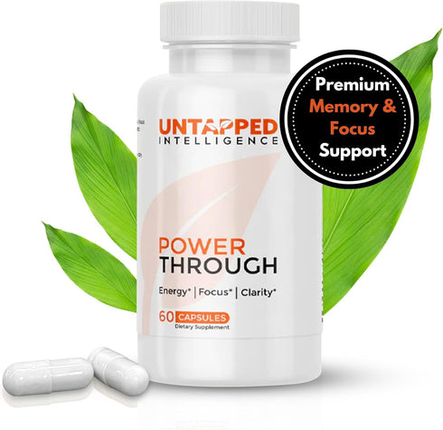 Power Through Nootropics Brain Supplement | Memory and Focus with L-Theanine, Bacopa Monnieri, Rhodiola Rosea & B12
