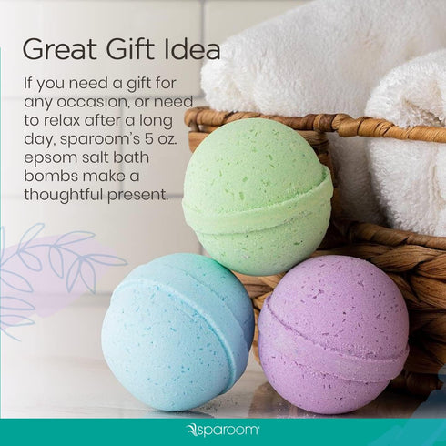 SpaRoom Soothe and Relax Handmade Natural Essential Oil Aromatherapy Bath Bombs, Set of 3, Lavender, Eucalyptus,