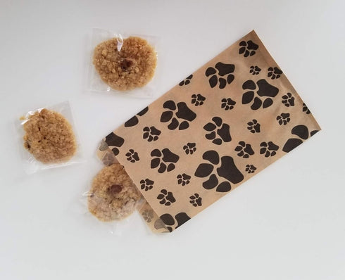 N'ice Packaging 100 Bags Flat Plain Paper or Patterned Bags for Candy, Cookies, Party Favors, Gift Bags (5" x 7", Paw