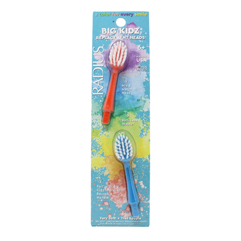 RADIUS Big Kidz Forever Brush Replacement Heads for Children 6 Years and Up, BPA Free, Extra Soft (2 Heads - 3 Count)