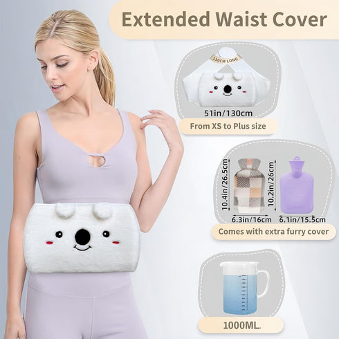 Toxin 2 Pack Hot Water Bottle, Rubber Hot Water Bottle Belt with Warm Soft Waist Plush Cover, Hot Water Bag for Pain