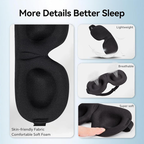 YIVIEW Sleep Mask Pack of 3, 100% Light Blocking 3D Eye Masks for Sleeping, Lightweight & Breathable