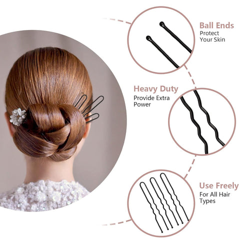 U Shaped Hair Pins for Women, 100 PCS 2.8" Hair Styling Pins for Thick Buns