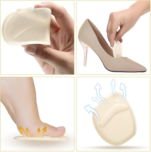 Geyoga 12 Pairs Heel Grips Liner Cushions Inserts for Loose Shoes, Metatarsal Pads and Adjustable Toe Filler Inserts