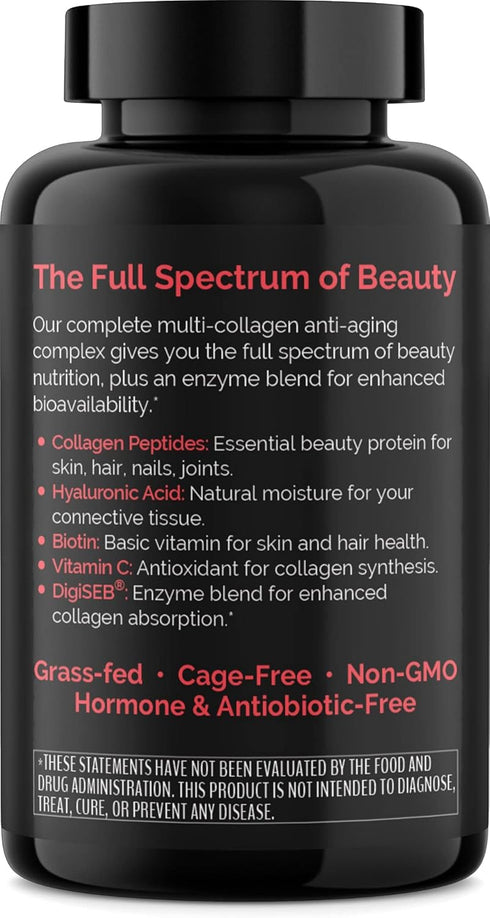 Zint Multi Collagen Pills - Hydrolyzed Collagen Supplements for Hair, Skin, Nails & Joint Health (90 Count)