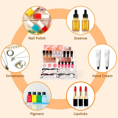 Nail Polish Organizer, 6 Layers Acrylic Display Rack for 72 Bottles, Essential Oil Holder and Cosmetic Storage