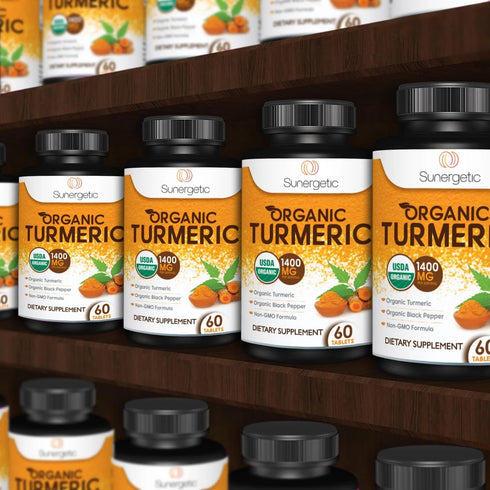 USDA Certified Organic Turmeric Supplement, 1,400mg Turmeric per Serving, Organic Black Pepper, 60 Count