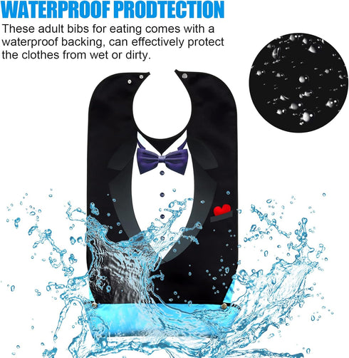 Washable Adult Bibs with Crumb Catcher - Reusable Clothing Protectors for Men & Seniors