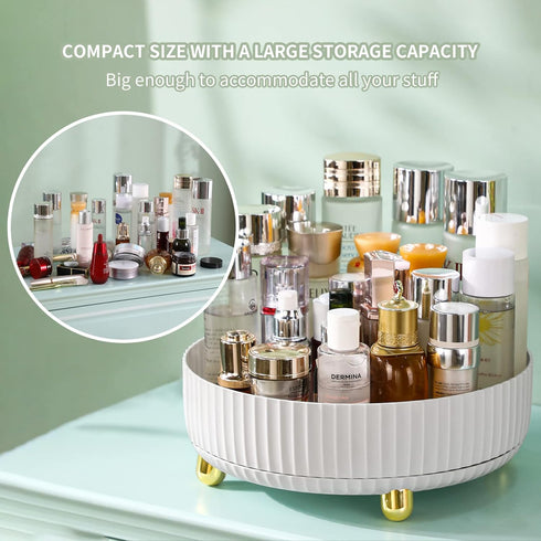 funest 360 Degree Rotating Makeup Perfume Organizer - Lazy Susan Cosmetic Desk Storage Round Tray