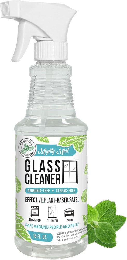 Mighty Mint Glass Cleaner, Non-Toxic Ammonia-Free Streak-Free Spray for Windows, 16oz Natural Peppermint