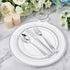 FOCUSLINE 300 Pack Silver Plastic Cutlery Set, 100 Forks, 100 Knives, 100 Spoons, Heavy Duty Disposable Flatware