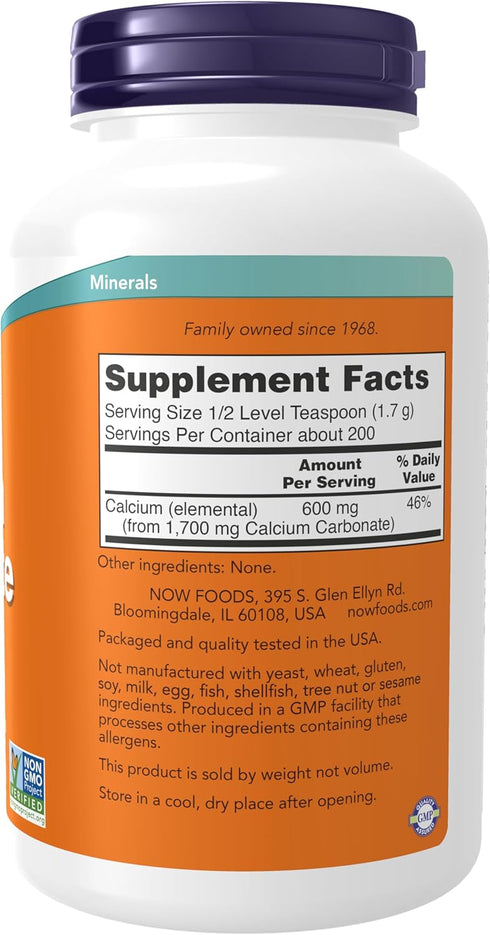 NOW Supplements, Calcium Carbonate Powder, High Percentage of Calcium, Supports Bone Health*, 12-Ounce