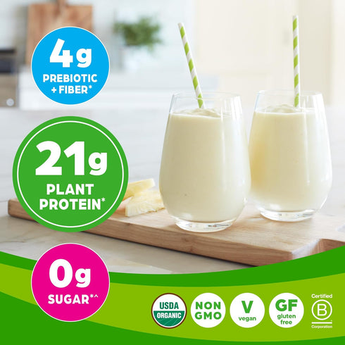 Orgain Organic Vegan Protein Powder, Natural Unsweetened - 21g Plant Protein, 4g Prebiotic Fiber, 1.59 lb