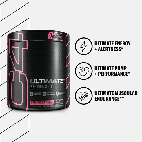 Cellucor C4 Ultimate Pre Workout Powder, Watermelon, Sugar Free Energy Supplement for Men & Women, 20 Servings