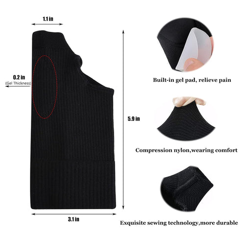 Wrist Thumb Support Compression Gloves (1 Pair), Breathable Brace Sleeves with Soft Gel Pads for Tendonitis, Arthritis,
