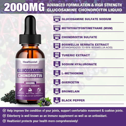 1 Pack Glucosamine Chondroitin MSM Liquid Drops, Extra Strength Joint Support Supplement for Adults