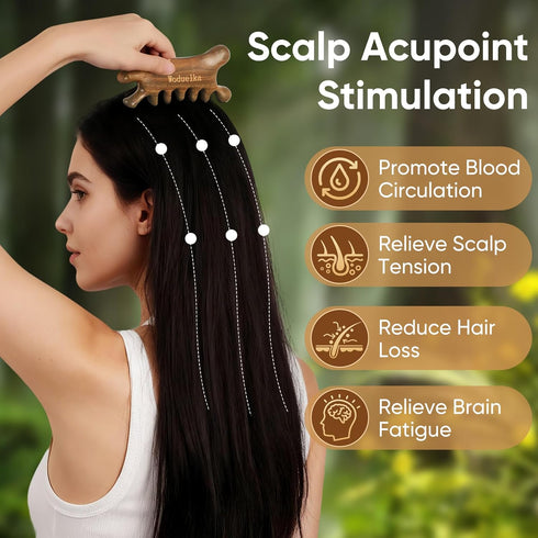 Wooden Gua Sha Facial Tool Mothers Day Gift for Mom, Natural Sandalwood Guasha Tool for Head Neck Body Care, Ergonomic