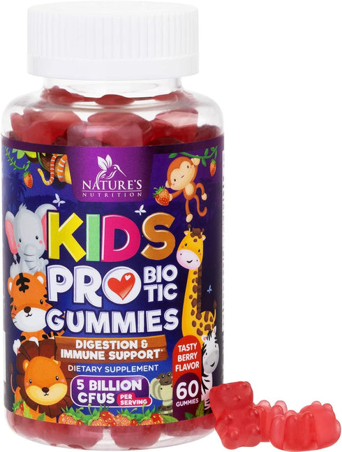 Kids Probiotic Gummies - Chewable Daily Probiotics for Kids Ages 3+, 60 Gummies for Digestive & Immune Health