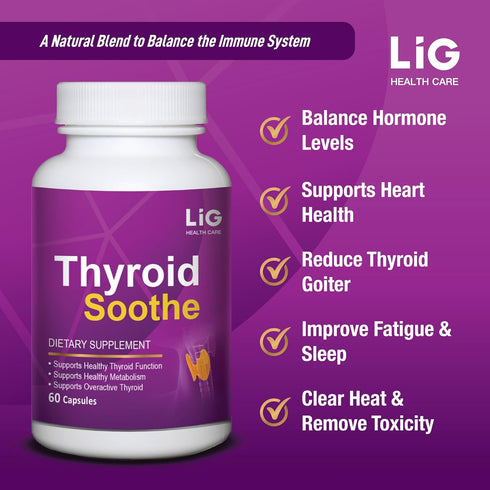 LIG Health Care Immune 60 LIG Thyroid Soothe Iodine-Free Formula for Overactive Thyroid Support - Heart & Digestive