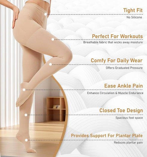 Men,15-20 mmHg NURCOM Medical Compression Pantyhose for Women & Graduated Support Tights, Opaque Closed Toe Waist High