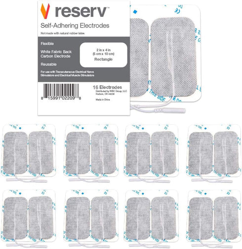 reserv 2" x 4" Rectangle Premium Re-Usable Self Adhesive Electrode Pads for TENS/EMS Unit, 16 Electrodes