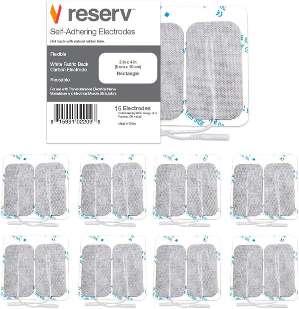 reserv 2" x 4" Rectangle Premium Re-Usable Self Adhesive Electrode Pads for TENS/EMS Unit, 16 Electrodes