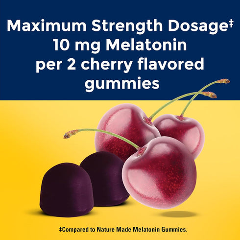 Nature Made Time Release Melatonin 10mg Gummies - Maximum Strength Dosage, 100% Drug Free Sleep Aid for Adults, 60