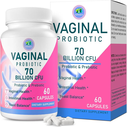 Vaginal Probiotics, 70 Billion CFU, 13 Strains for Women with Prebiotic & D-Mannose for Vaginal Health, 60 Capsules
