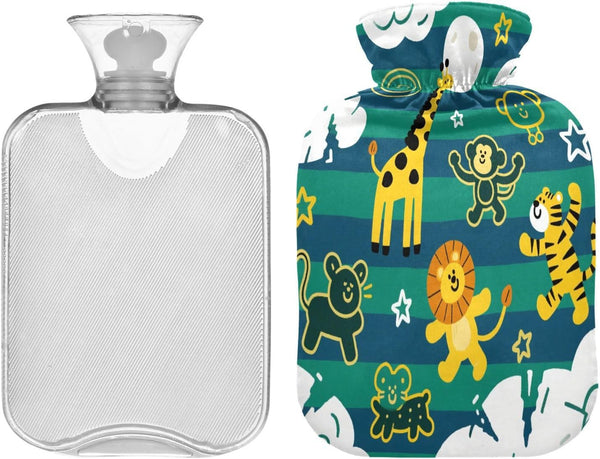 miaozhen Funny Giraffe Monkey Stripe Green Blue Cute hot Water Bottle with Soft