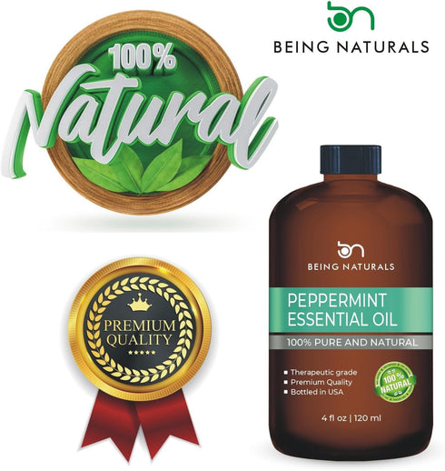 Peppermint Essential Oil - 4 FL OZ - 100% Pure & Natural with Glass Dropper (Premium Peppermint Oil)