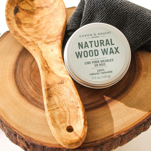 CARON & DOUCET Natural Wood Conditioning Oil and Wax Bundle, 8oz, 100% Plant Based, Orange Scented