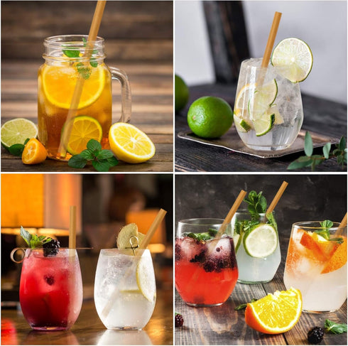 100pcs Sugarcane Straws, 8 Inch Sturdy Biodegradable Plastic Free Eco-Friendly Smoothie Drinking Straws for Home