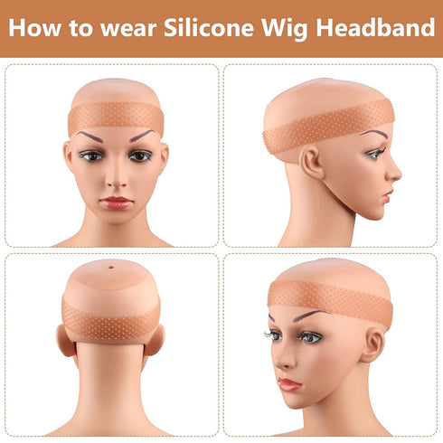 WILLBOND 2 Pieces Silicone Wig Grip Band - Adjustable Headband No Slip Bands Seamless Wig Holder for Men Women Sports