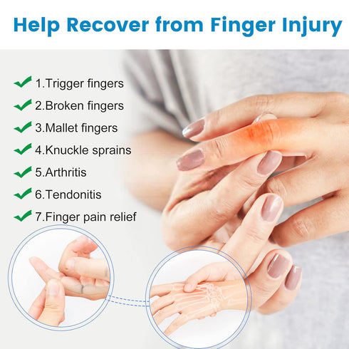 Set of 2 Finger Splints, Trigger Finger Brace with 10 Nylon Sleeves for Sport Injuries, Swelling, Tendon Stiffness,