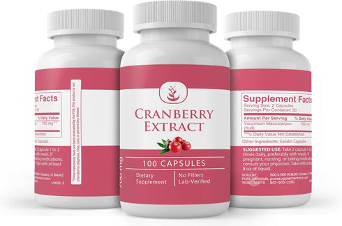 PURE ORIGINAL INGREDIENTS Cranberry Extract, 100 Capsules, Always Pure, No Additives or Fillers, Lab Verified