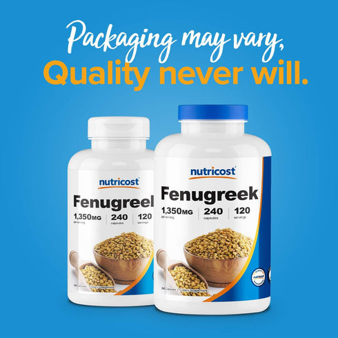 Nutricost Fenugreek Seed 1350mg, 240 Capsules, Gluten Free, Non-GMO, 675mg Per Capsule